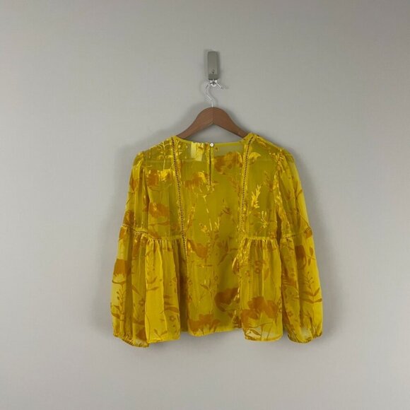 Anthropologie Meadow Rue Yolanda Velvet Burnout Peasant Top Size 0 Petite - Picture 2 of 5